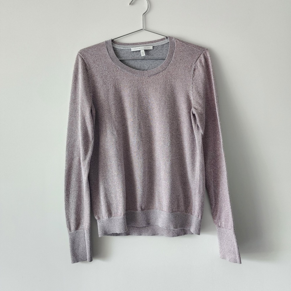 Victoria's Secret Sweater Womens Small Pink Shimmer Sparkle Holiday Metallic
